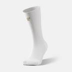 White Everyday crew sock with gold W logo, studio shot on a light background
