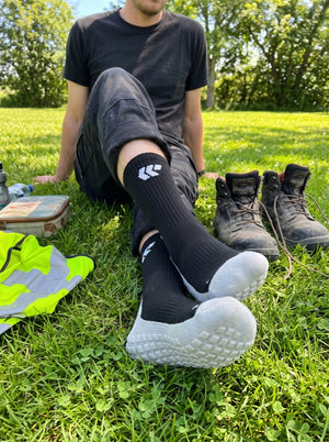 Lunch break in Trades socks